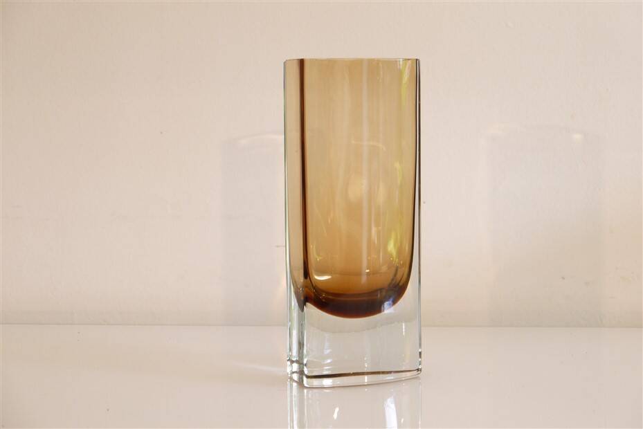 Vintage Scandinavian vase in amber glass 1970