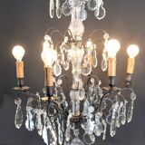 Important lustre cage en bronze, cristal de Baccarat, Style Louis XV, 1900