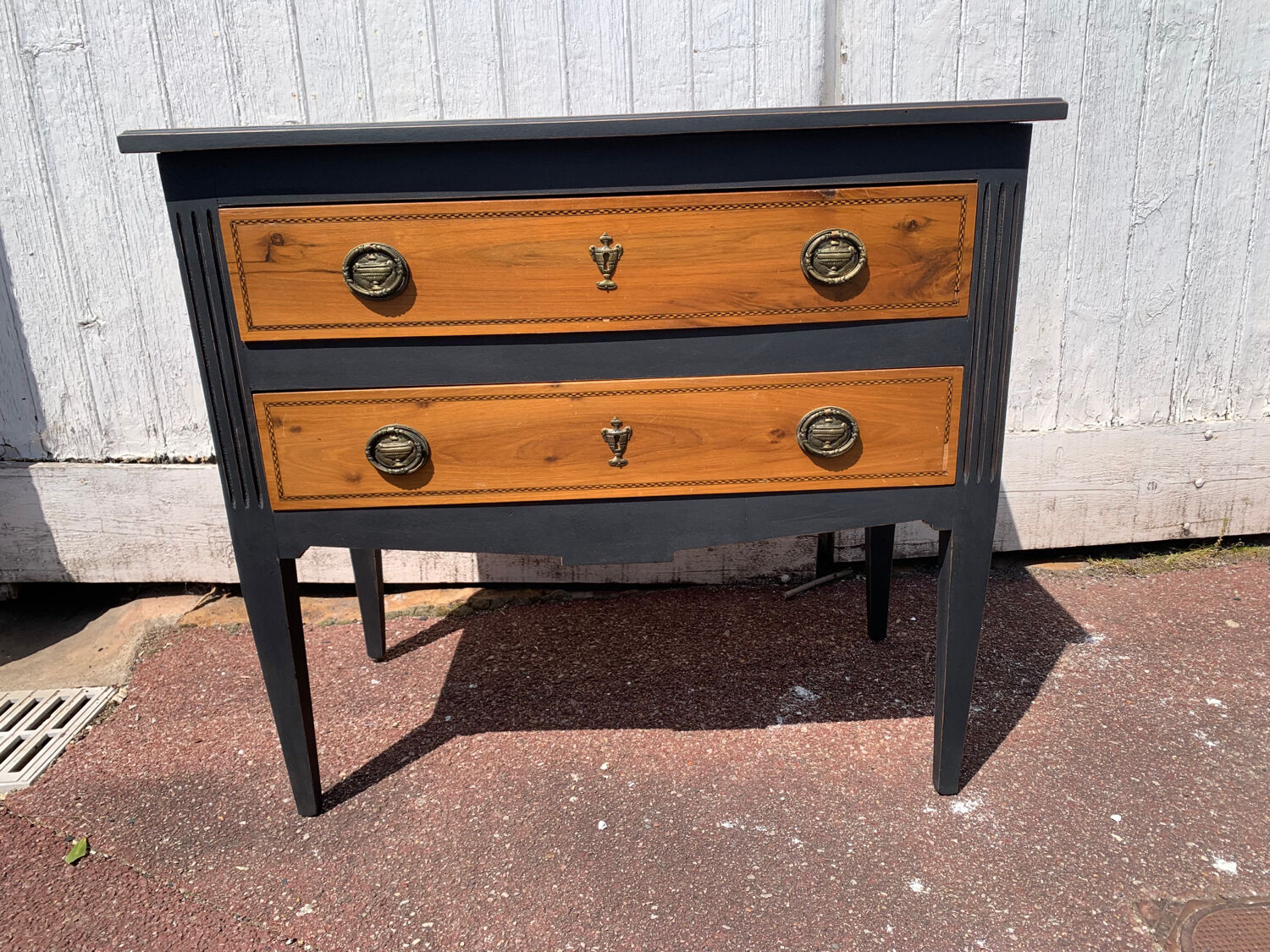 Directoire style chest of drawers Louis XVl matt black