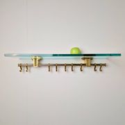 Brass and Glass R14G Wall-Mounted Coat Rack from Peter Ghyczy, 1980s