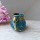 Old small Sadler cream pot in blue-green ceramic with a gold pattern, English milk jug.