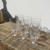 6 antique art deco crystal stemmed glasses - wine or water glasses