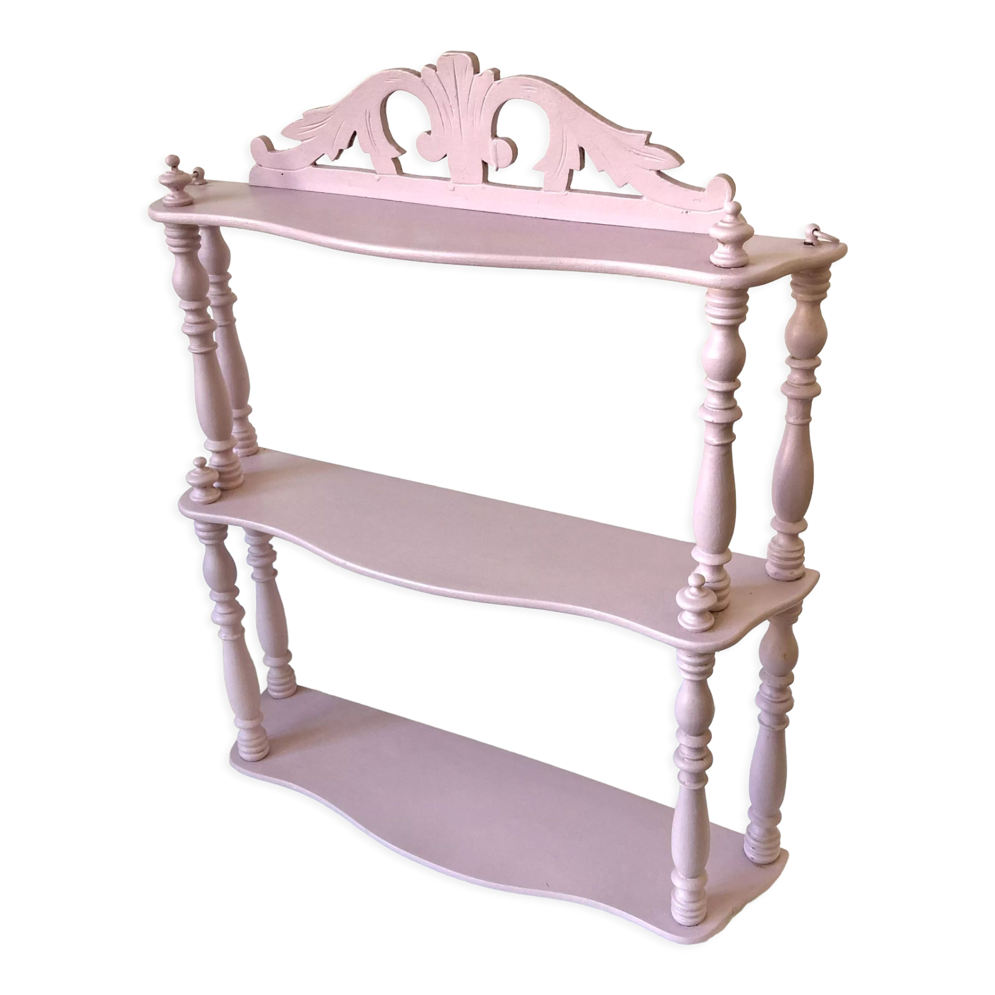 Carved wooden wall shelf