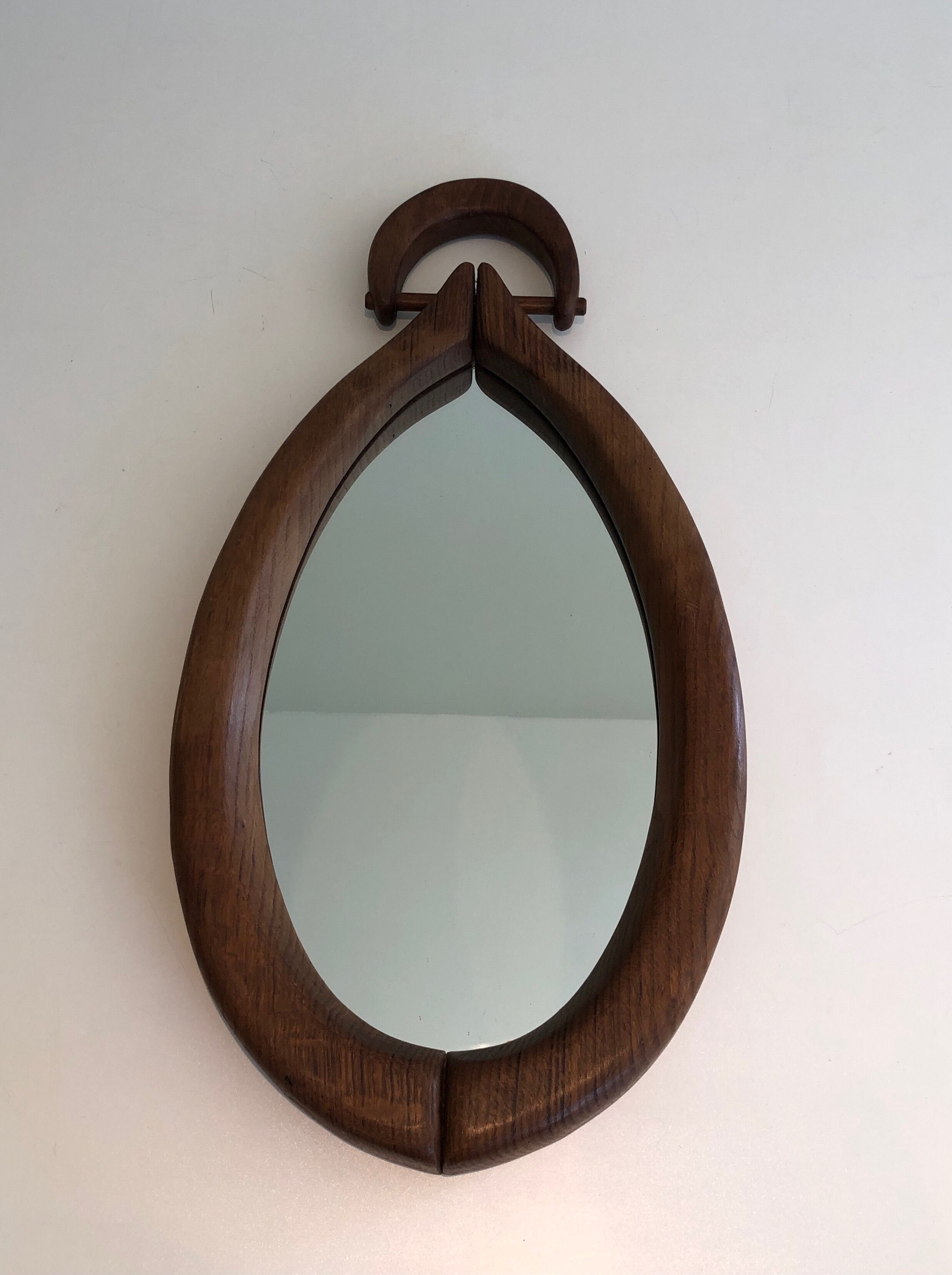 Brutalist mirror in oval shape 1950 - 30,5x59,5cm