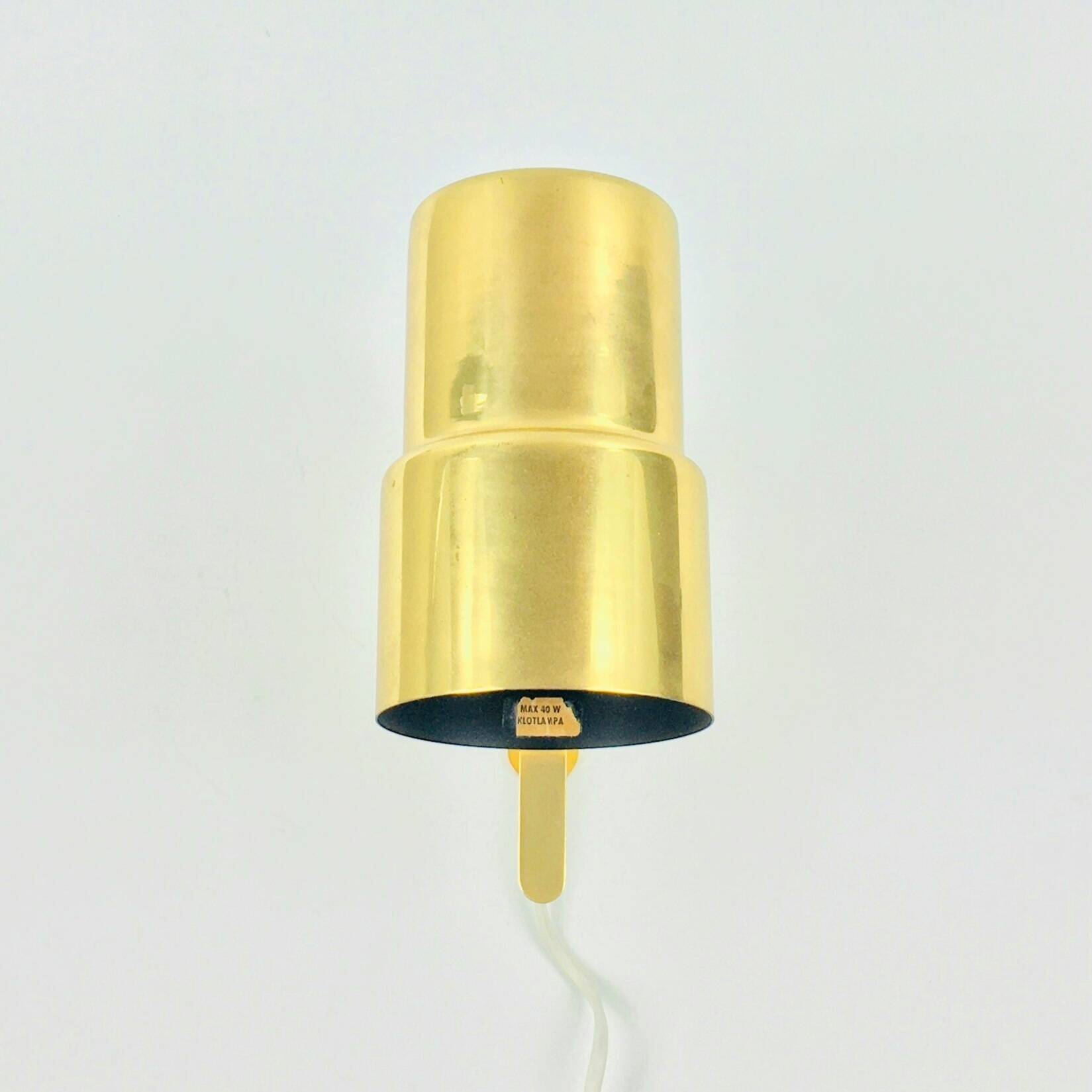 Pair Of Mid Century Scandinavian Brass Wall Lights By H.A. Jakobsson, 1960s