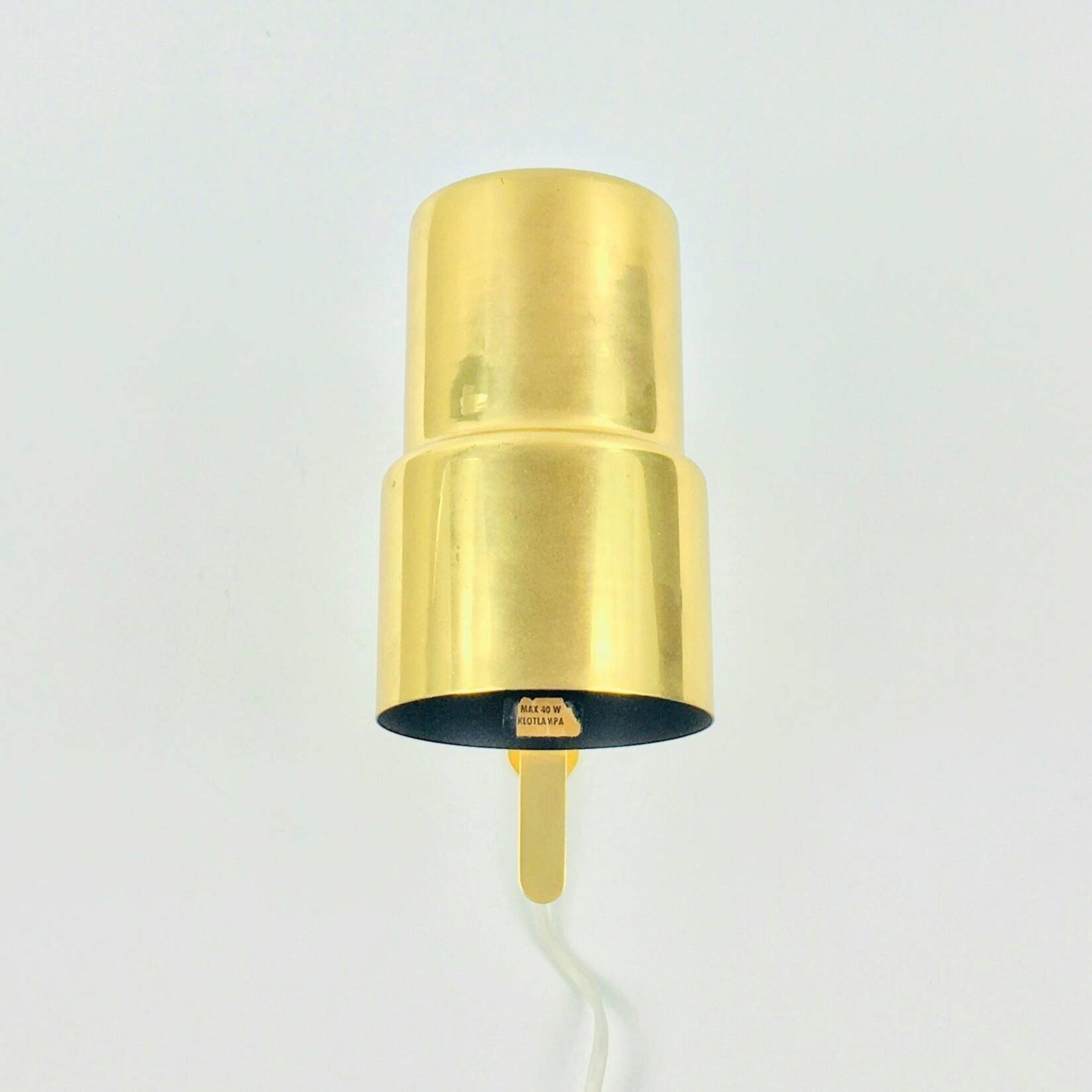Pair Of Mid Century Scandinavian Brass Wall Lights By H.A. Jakobsson, 1960s