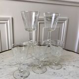 Set of 5 small crystalline glass wine glasses 50-60s