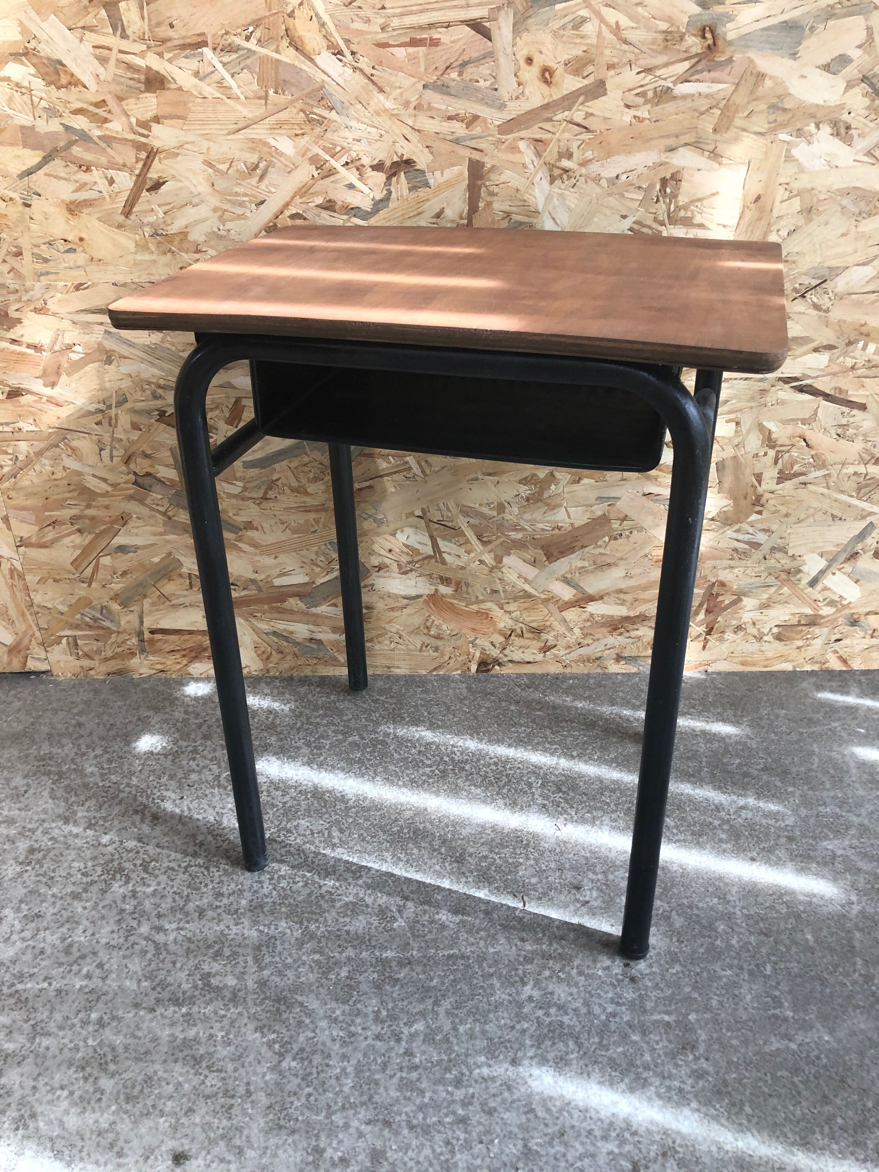 Old desk single desk child metal box + vintage wood tray #6
