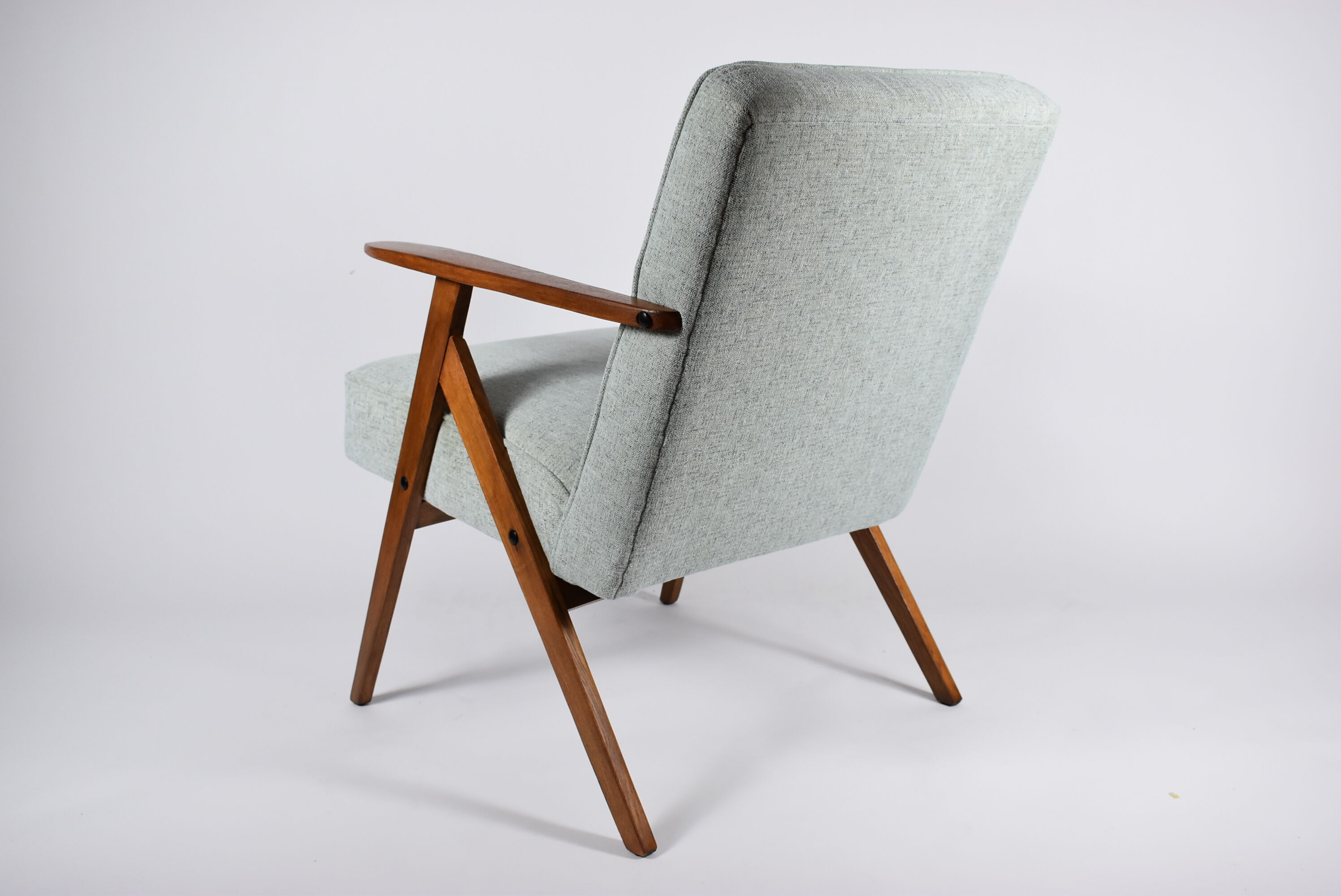 Vintage original armchair, fully restored, 1960s, green upholstery