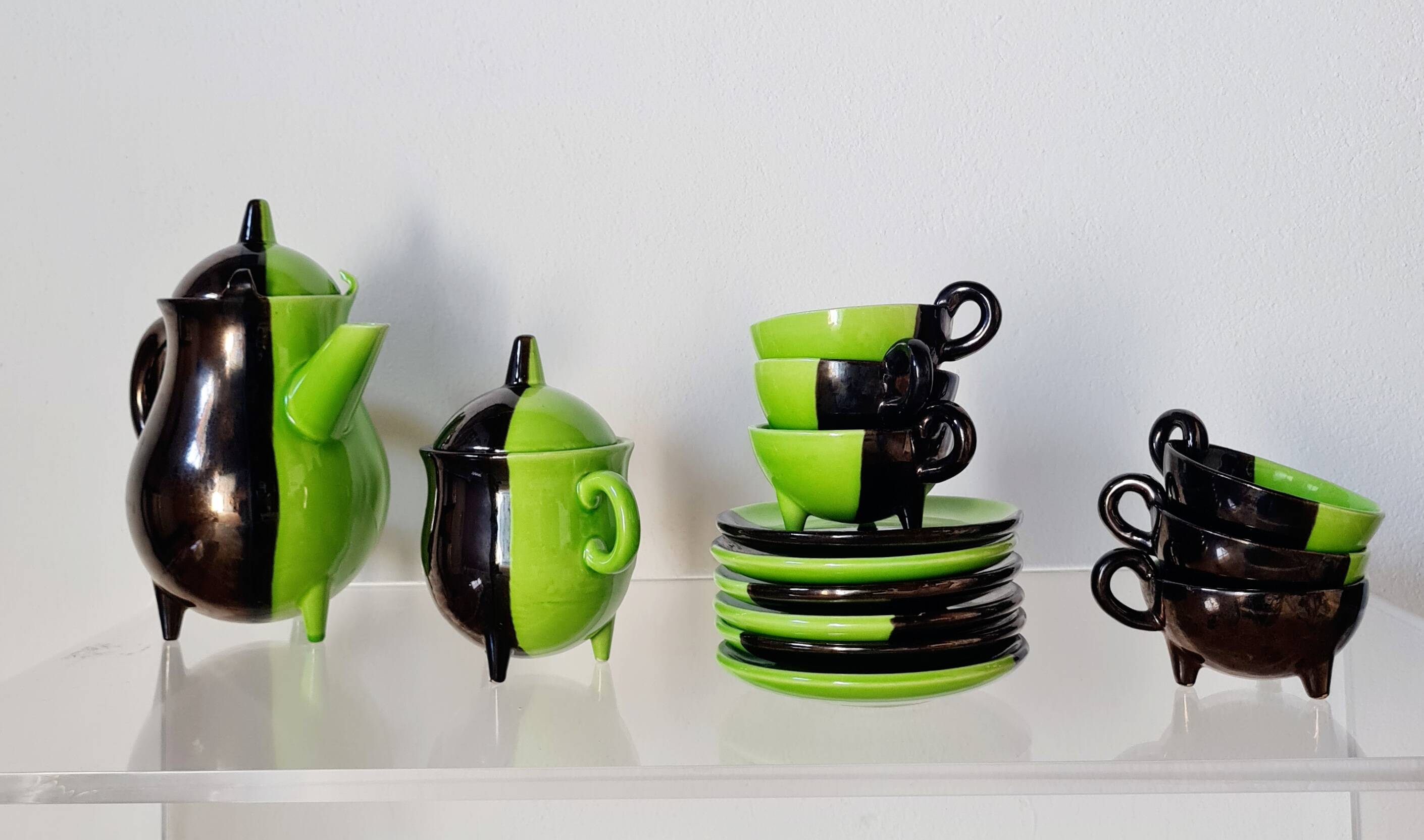 Coffee service Vallauris 1950s green – Lucchesi – vintage design