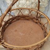 Vintage basket made of wood and rattan