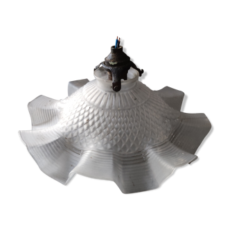 Suspension tulip lampshade glass paste and brass claw