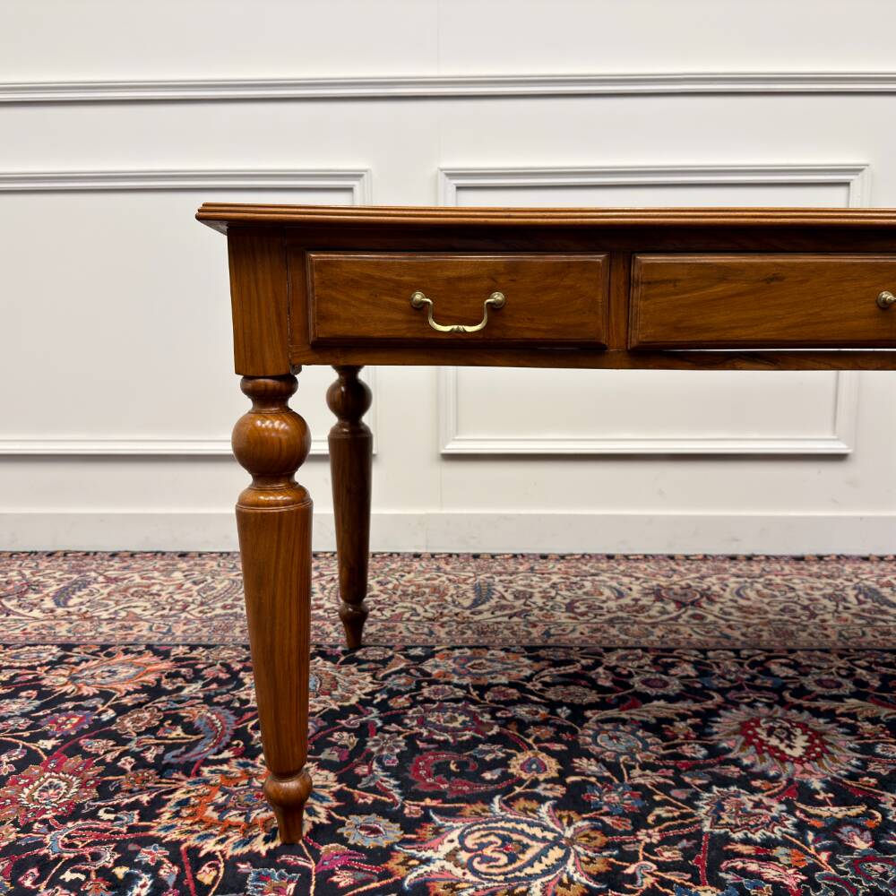Classic English Writing Desk Black Leather