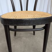 Vintage Bentwood Dining Chair: Black Thonet Style Cane Seat
