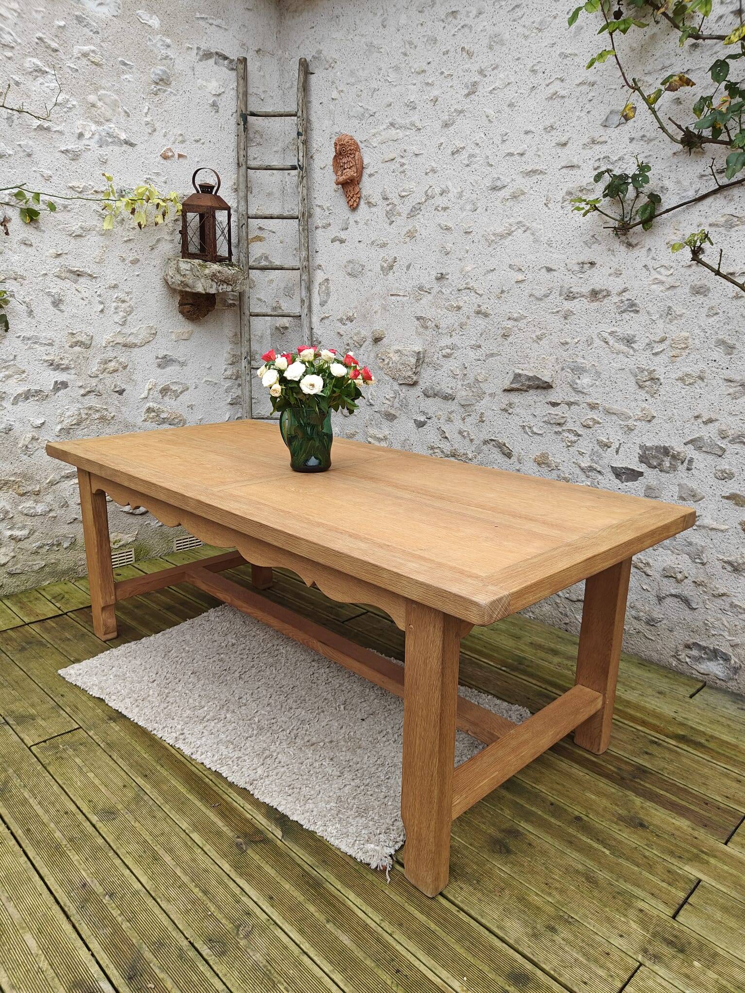 Oak farmhouse table stamped R Trotel
