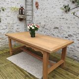 Table de ferme en chêne estampillée R Trotel