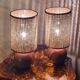 pair of Scandinavian wooden ball bedside lamps elec ok 32x14