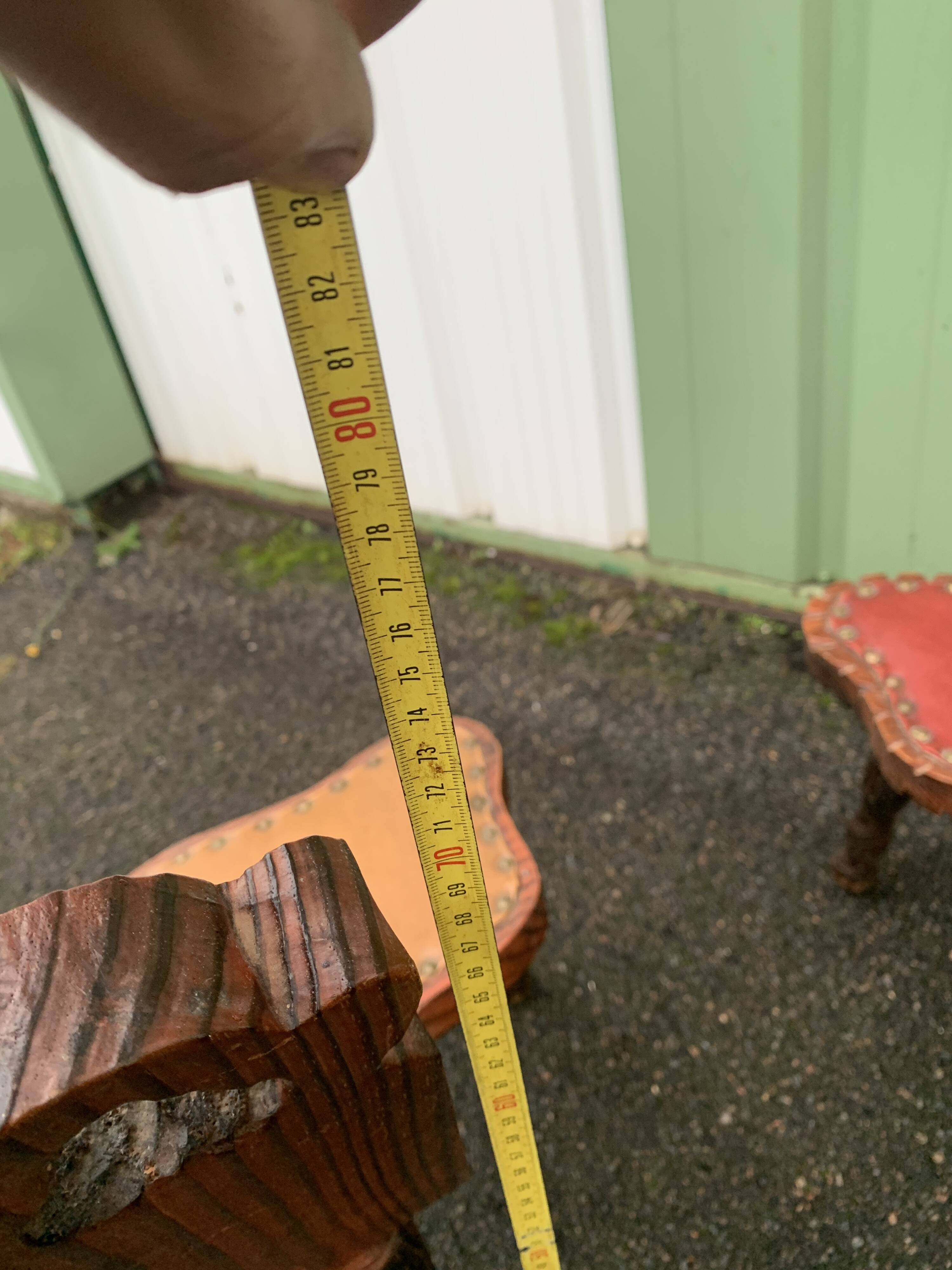 Pair of vintage French three-legged chairs with Breton style backrest, wooden seat 1960s
