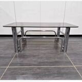 Coffee table in glass and chrome metal from the 70s