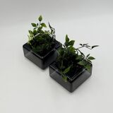 Paire de cache-pots Space Age noirs par Anna Mazzucchelli pour Vastill, Italie