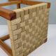 Vintage wooden stool with woven seat – 1960s/70s
