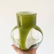 Vase en verre soufflé et opaline vert vintage 1960