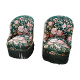 Two toad armchairs, floral motifs