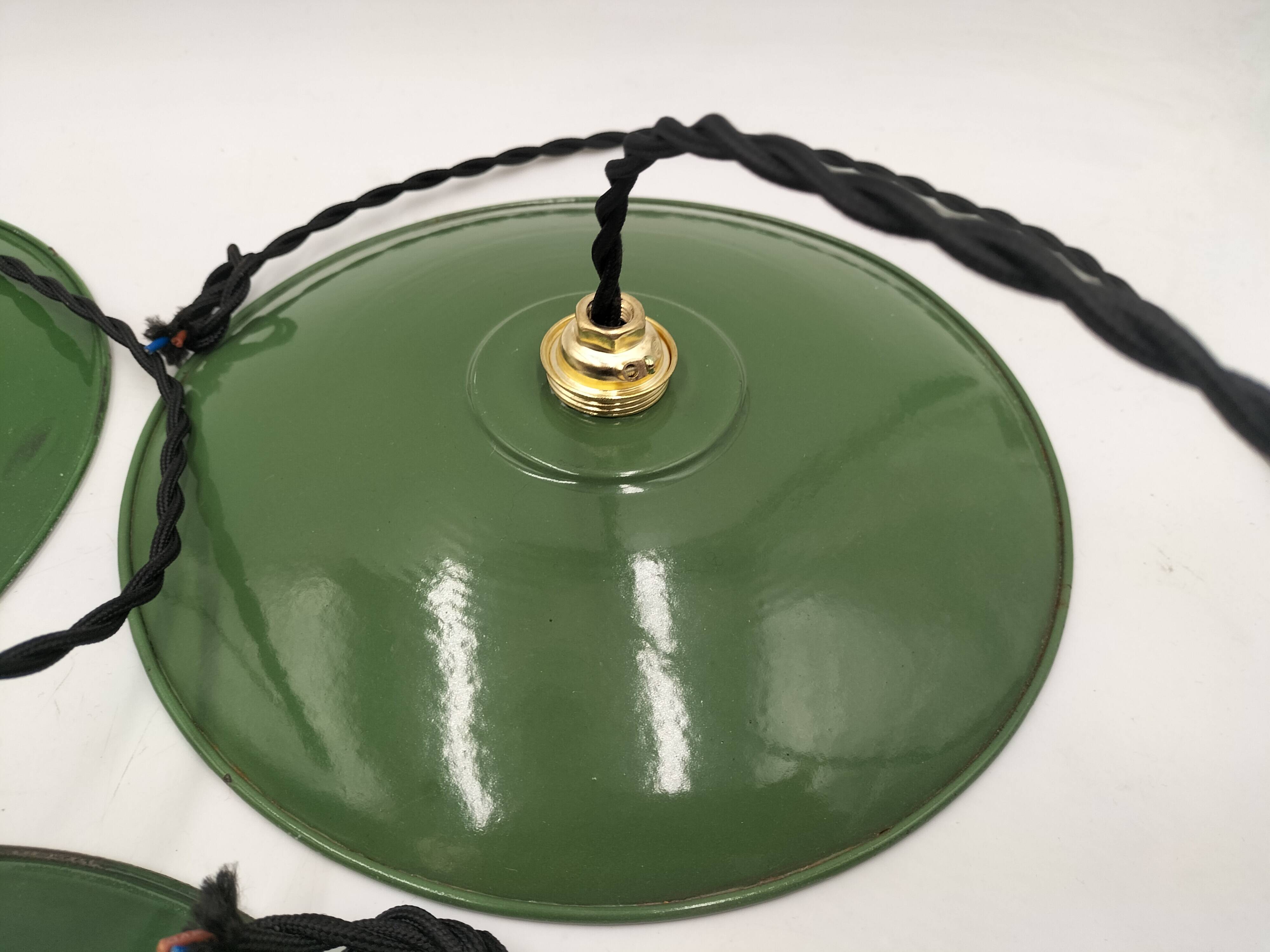Enameled sheet metal pendant lights