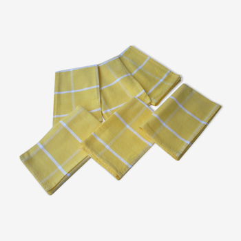 Yellow and white plaid cotton napkins