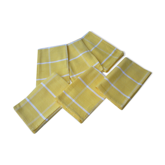 Yellow and white plaid cotton napkins