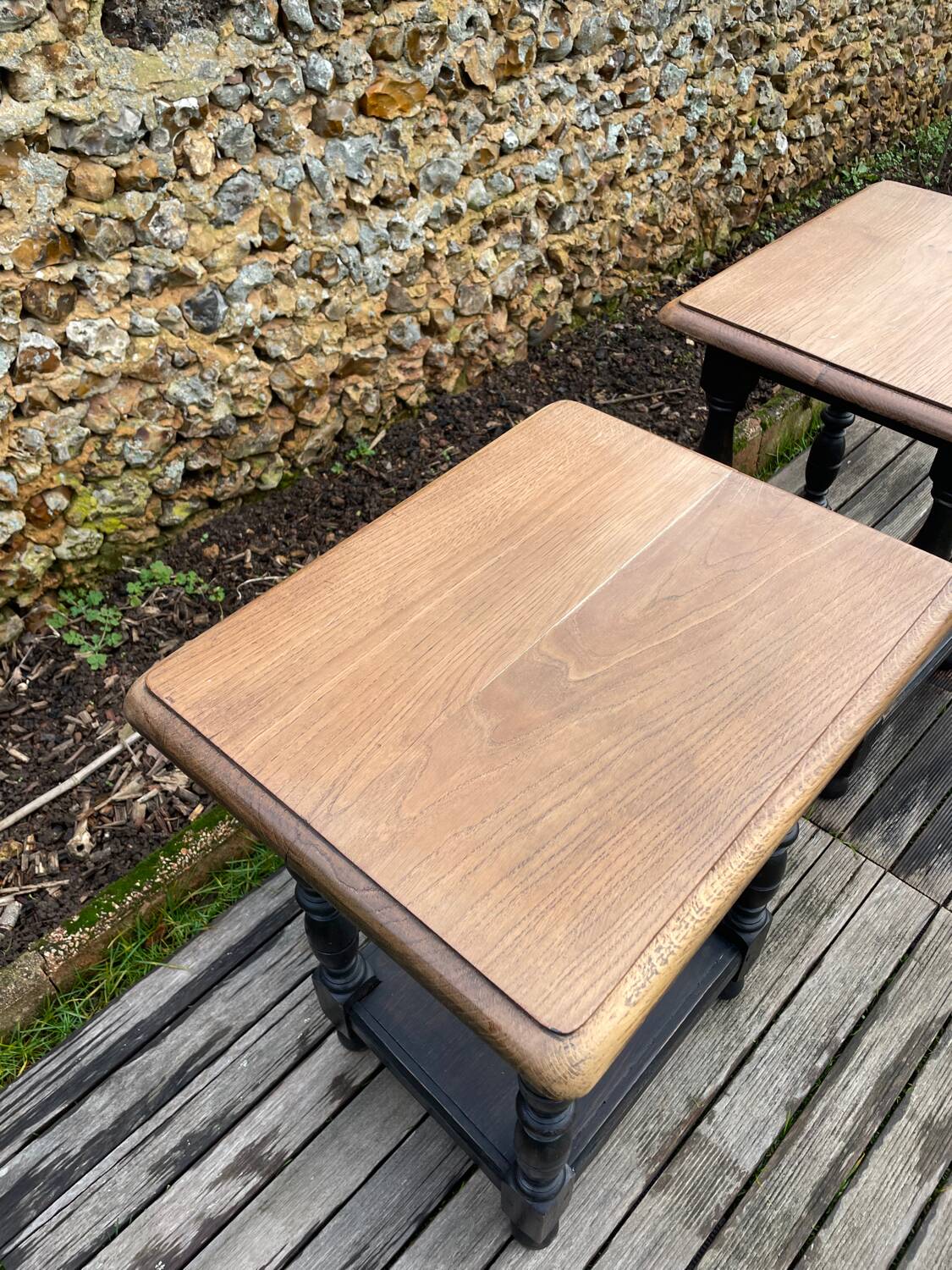 Pair of oak side tables
