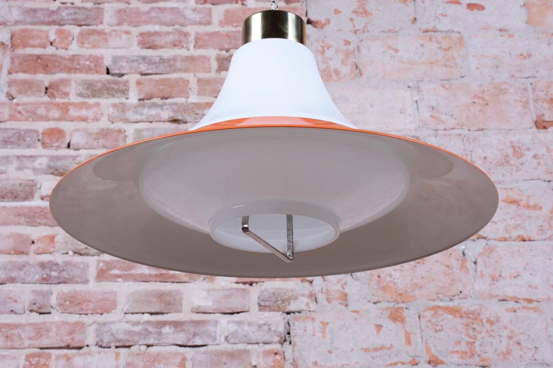Mid-Century Chandelier in Brass and Lacquered Steel, Czech, 1960s