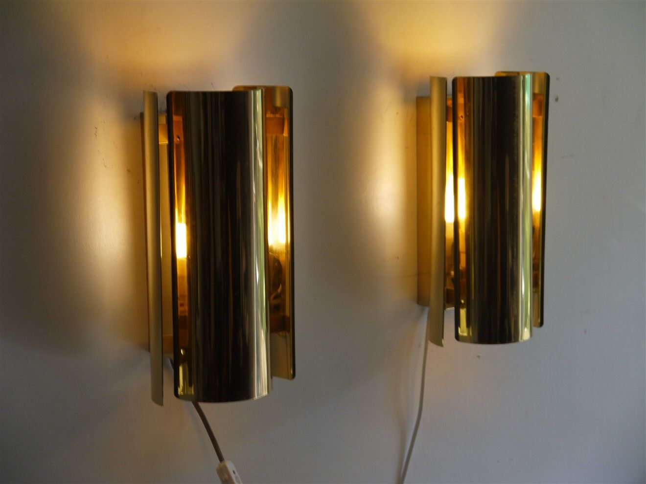 Pair of Scandinavian brass wall lamps from Falkenberg 1970
