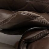 Fauteuil et ottoman Marsala en cuir marron par Michel Ducaroy pour  Ligne Roset