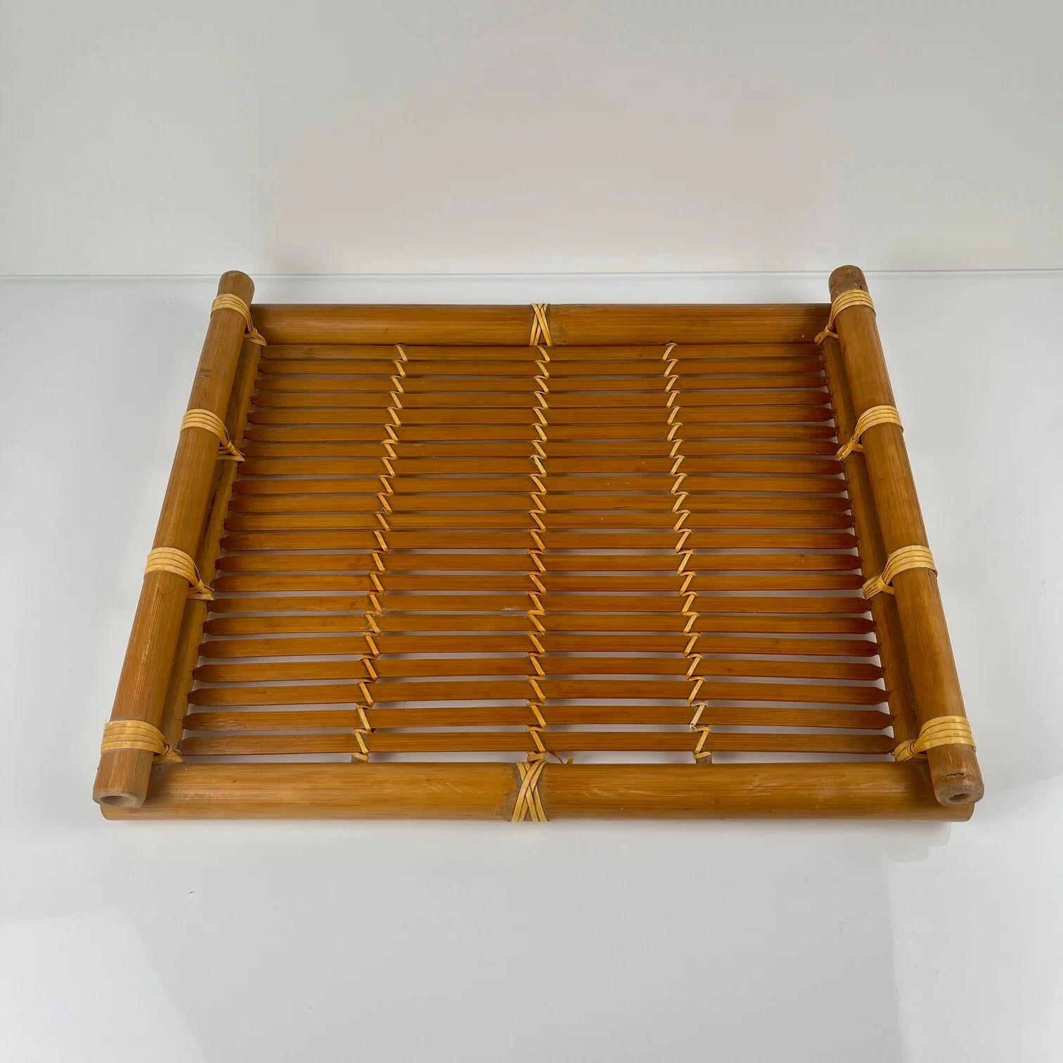 Bamboo tray with handle, 1960s/70s