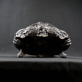 Antique black cast iron planter from the late 19th century Rocaille style