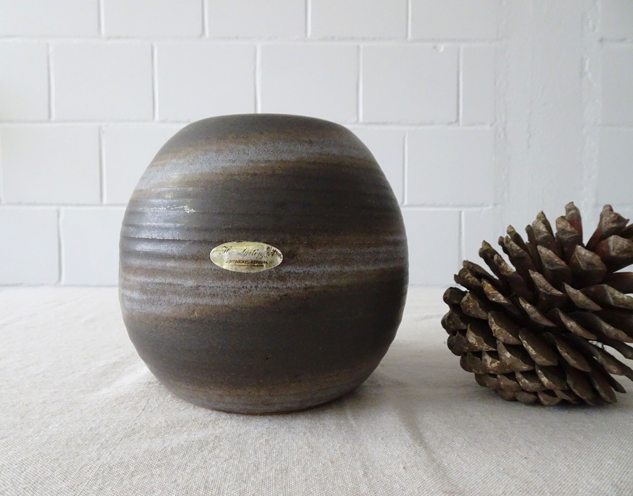 Jungnickel vase, Mid Century Studio Keramik, bulbous flower vase, ball vase