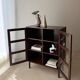 Mid-century display cabinet dark wood glass