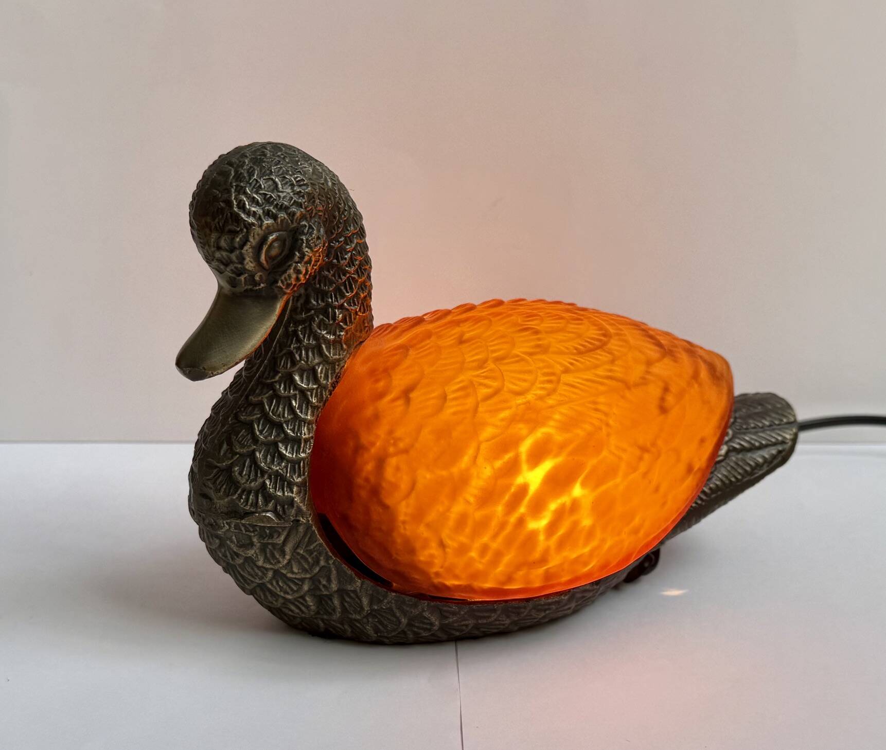 Vintage bronze duck lamp