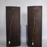 Pair of art deco bedside tables illuminated in wood and brass