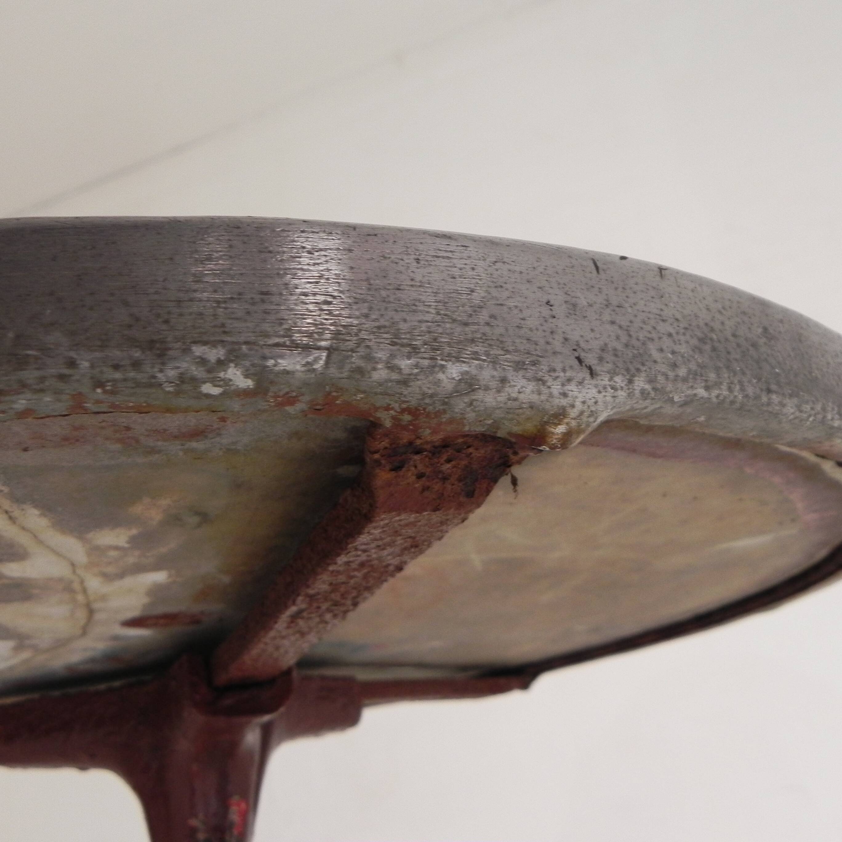 Bistro table with cast iron legs and marble top, 1920s.