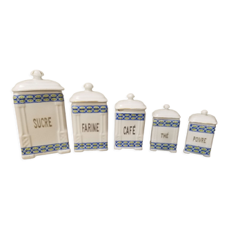 Art deco spice pots in fine porcelain numbered