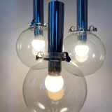 Vintage design pendant light with three transparent glass globes