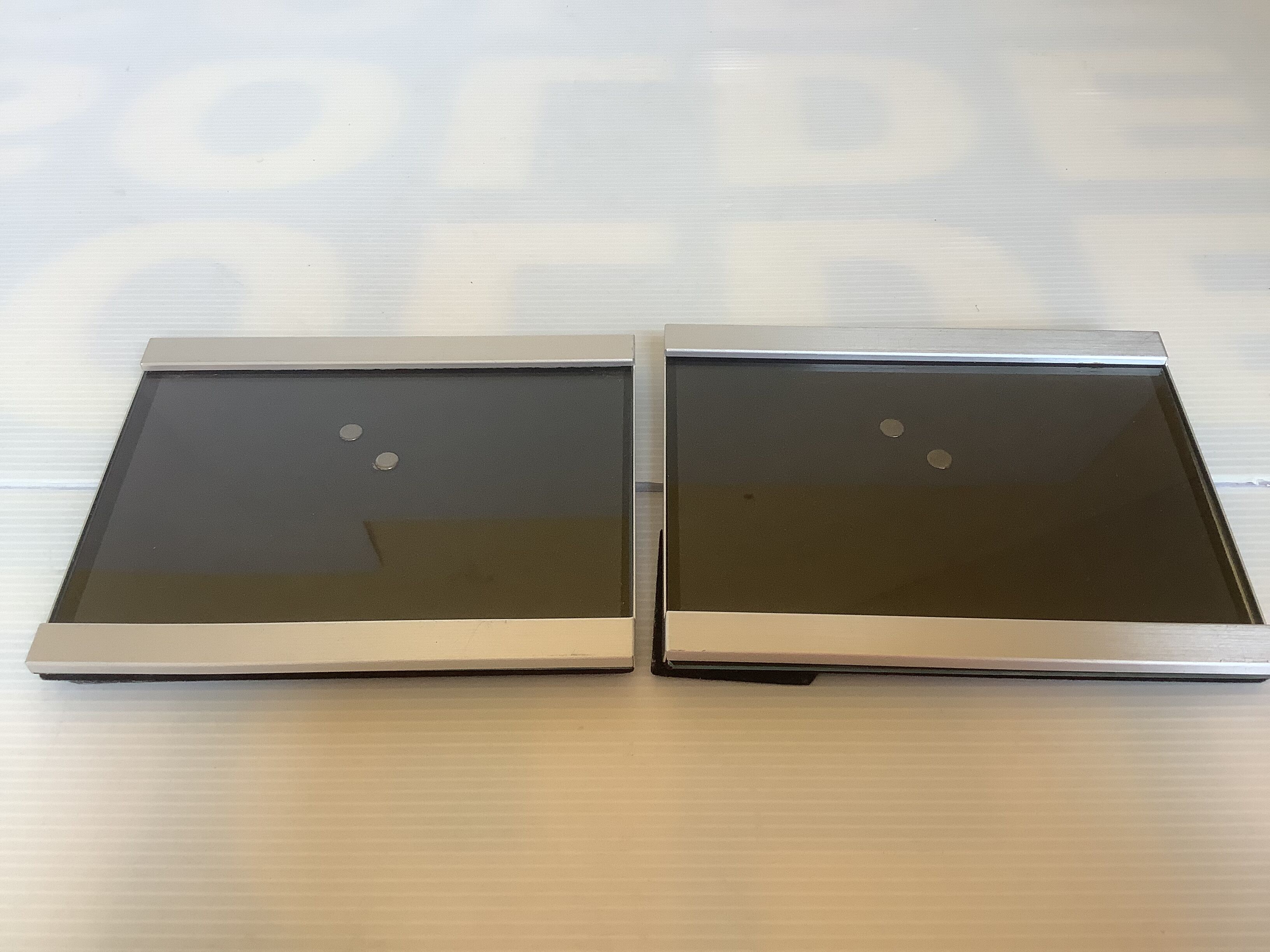 Pair of brushed effect metal photo frames