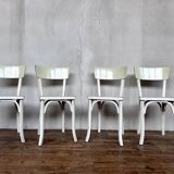 Series of 4 baumann white formica bistro chairs