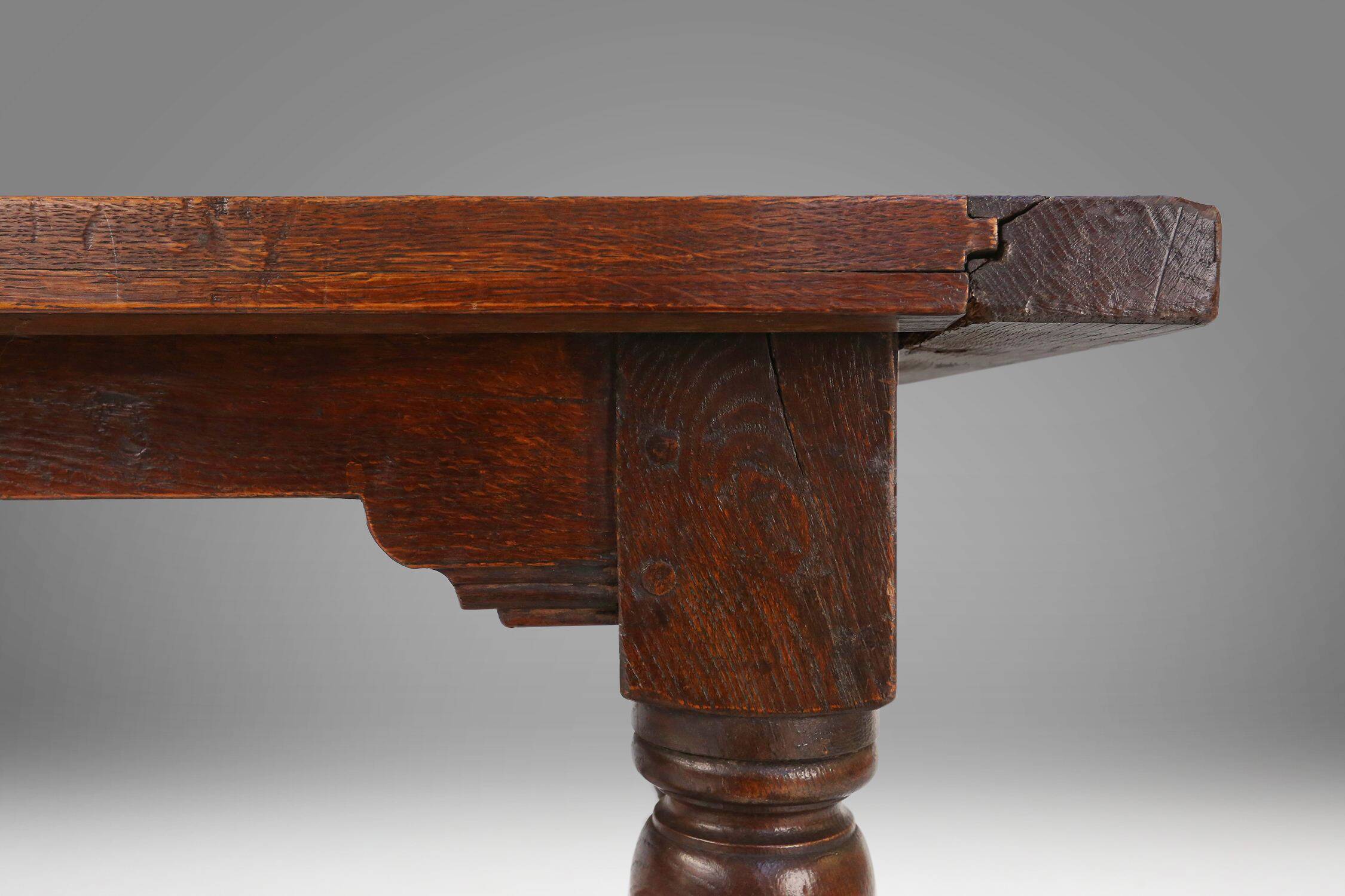 Antique solid Oak Table, France, 1850s