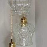 Suspension luminaire 3 globes vintages transparents