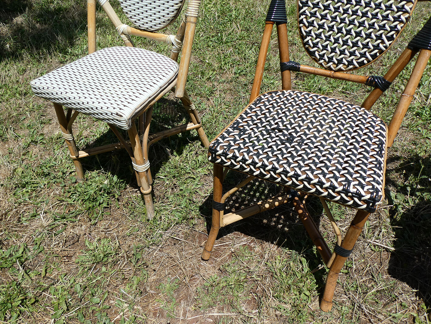 Lot of 4 chairs bistro terrace "Parisian" rattan and braiding