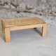Designer coffee table 1970-1980 in kois elm and glass