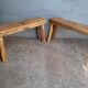 Paire 2 bancs / tabourets bois massif patiné